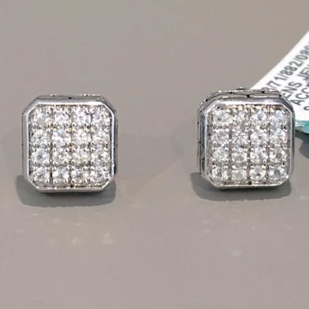 NWT Effy Men's White Sapphire Stud Earrings (5/8 ct. t.w.) Sterling Silver